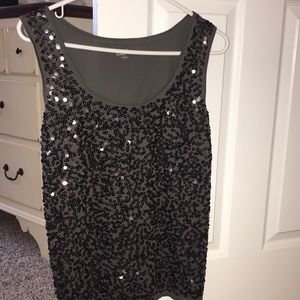 Ann Taylor sequined gray tank top